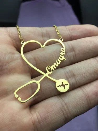 Silver/Gold/Rosegold Custom Name Stethoscope Necklace by Luxury Brings, Box Packing at Rs 500 ...