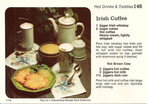Irish Coffee & Irish Potato Pancakes with Rum Applesauce | Vintage Recipe Cards