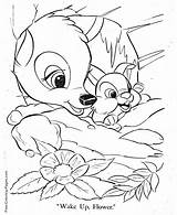 Printable Free Flower And Bambi coloring Page sketch template
