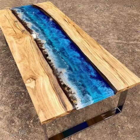 BLUE OCEAN EPOXY Resin Dining Table, Kitchen Slab Table, Handmade ...