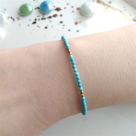 Gold filled turquoise stacking bracelet - NicteShop