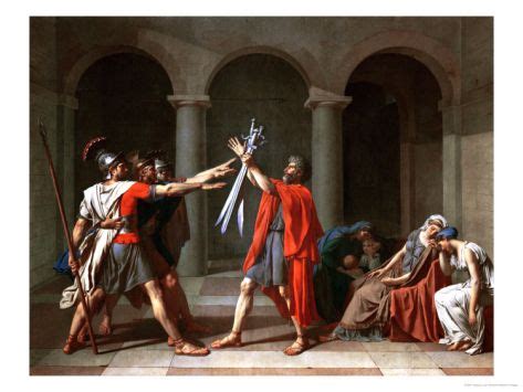 Jacques-Louis David, The Oath of the Horatii, 1784. 128.3" x 165.4" (326 cm x 420 cm) Oil ...