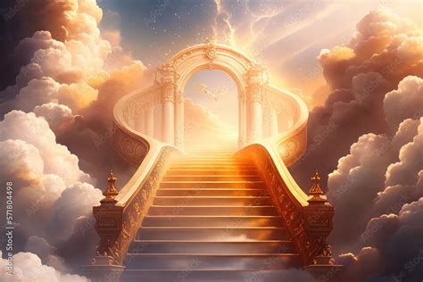 ภาพประกอบสต็อก stairway to heaven in glory, gates of Paradise, meeting God, symbol of ...