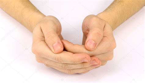 Mans hands on a white table — Stock Photo © albertyurolaits #5365597