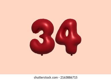 34 3d Number Balloon Made Realistic Stock Illustration 2163886715 ...