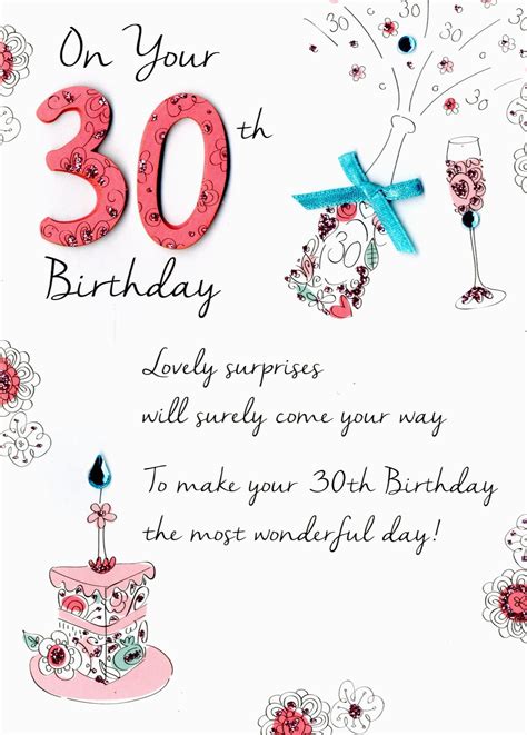 What to Write In A 30th Birthday Card Female 30th Birthday Greeting Card Cards Love Kates ...