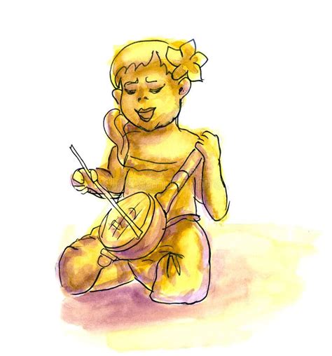 Funny Cartoon Girl Playing The Banjo Stock Illustration - Illustration of human, drawing: 62432992