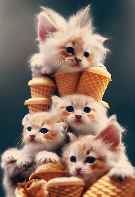 Download Ice Cream Cones, Kittens, Cute Kittens. Royalty-Free Stock Illustration Image - Pixabay