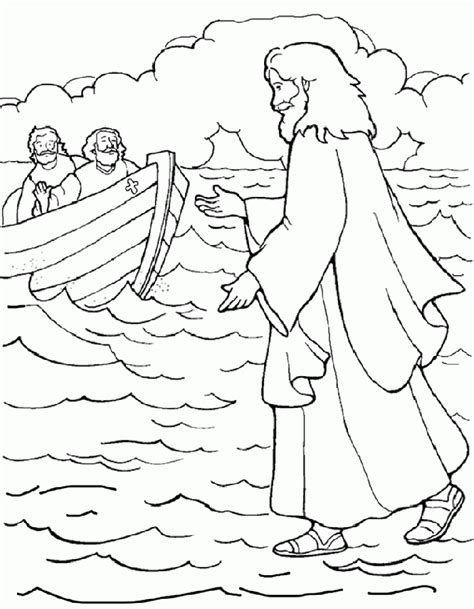 Free Jesus Walking On Water Coloring Page, Download Free Jesus Walking ...