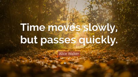 Alice Walker Quote: “Time moves slowly, but passes quickly.”