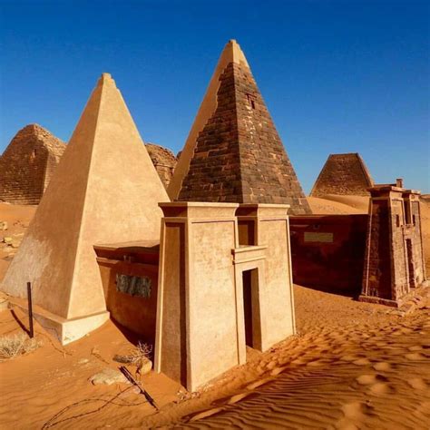 Pyramids of Meroë - Sudan (North Africa) __ Located in the middle of a desert plain, strange ...