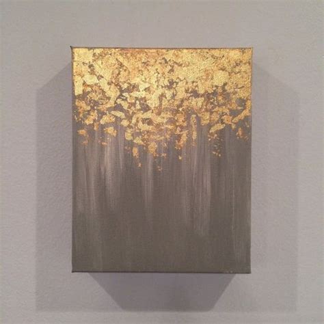 Gold leaf painting, abstract gold leaf painting, 8x10 wall art, heavy duty canvas painting ...