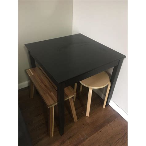 Ikea Lerhamn Black-Brown Square Dining Table - AptDeco