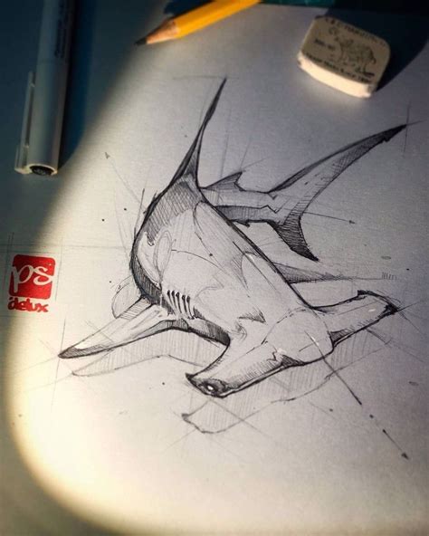 Draw Sharks Hammerhead shark | Shark art, Shark drawing, Art sketchbook