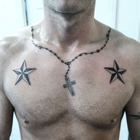 Cross Necklace Chest Tattoos