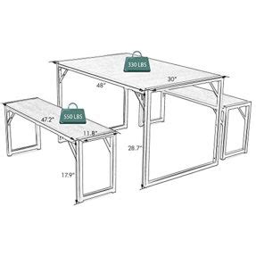IMusee Modern Industrial 3-Piece Soho Dining Table Set, Metal Frame and MDF Board, Dining ...