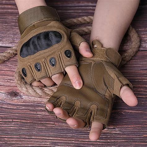 Army carbon fiber Half Finger Men Gloves