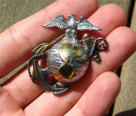 ANTIQUE WWI-WWII USMC United States Marine Corps Officers Ega Hat Device Pin $699.99 - PicClick