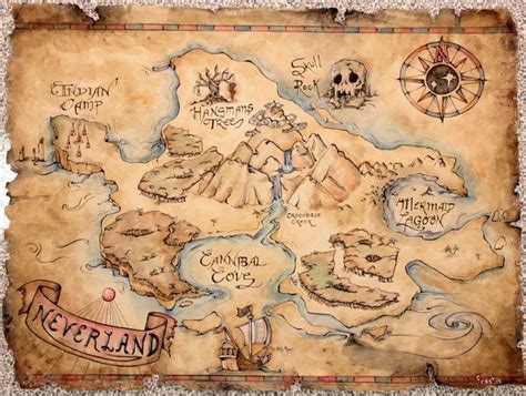 Neverland map, Pirate maps, Fantasy map