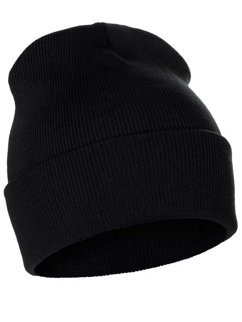 Classic Plain Cuffed Beanie Winter Knit Hat Skully Cap, Black - Walmart.com