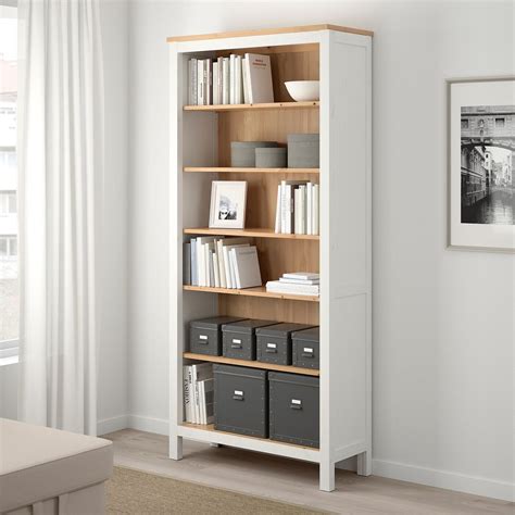 HEMNES bookcase, white stain/light brown, 353/8x771/2" - IKEA | Hemnes bookcase, White bookcase ...