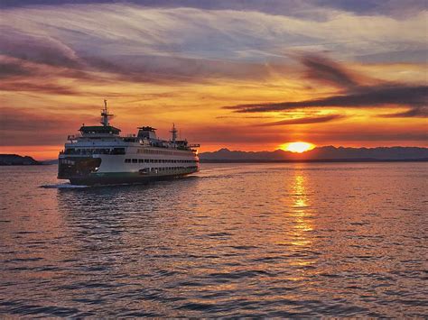 Ferry at Sunset Photograph by Jerry Abbott - Fine Art America