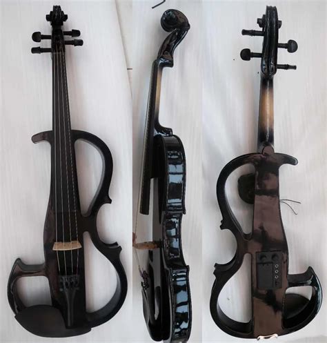 Electro acoustic violin solid wood black ebony violin professional grade-in Violin from Sports ...