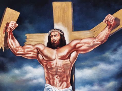 Muscle Jesus on Cross :original Oil Painting on Black Velvet - Etsy