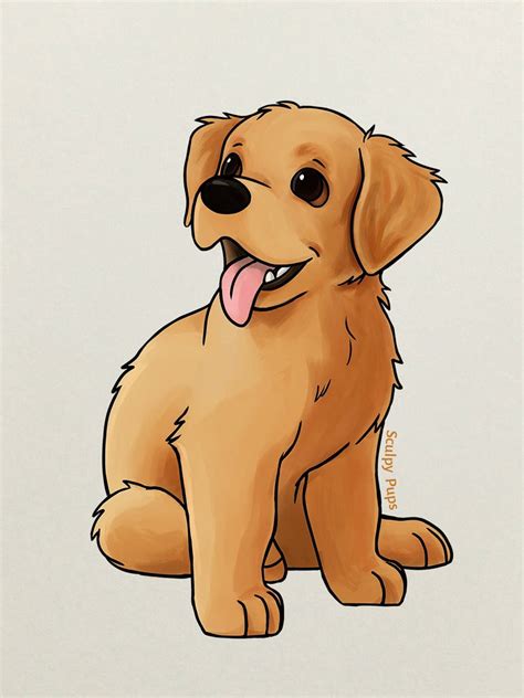 Golden Retriever puppy drawing by SculptedPups on DeviantArt