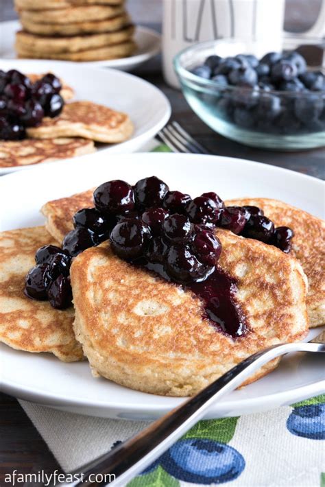 Low Carb Pancakes with Blueberry Sauce - A Family Feast®