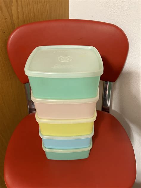 Vintage Tupperware Square Round Containers 311 Pastel Colors - Etsy