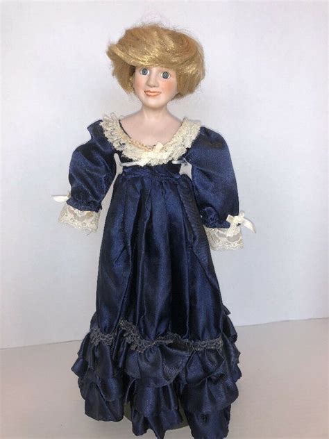 Princess Diana Porcelain Doll in Blue Dress-17" Tall - Franklin Mint