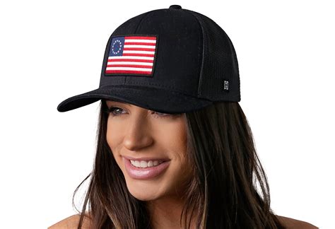 Betsy Ross Flag Trucker Hat | Black USA Snapback - Haka Hat