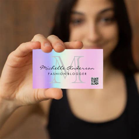 Geometric Holographic Colors | QR Code Business Card | Zazzle