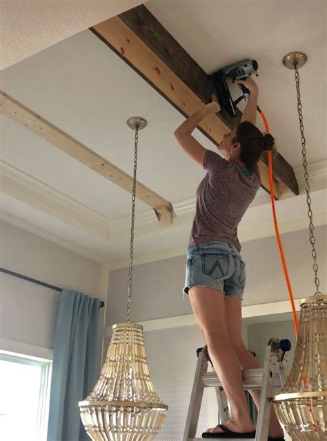 Diy Faux Wood Ceiling Beams : Pin on DIY Woodwork - But you don't need real wood to get this ...