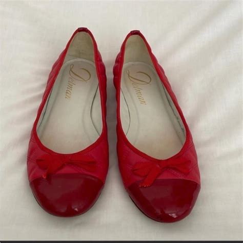 Delman ballet flats 7.5 37.5 $200 red patent and reg... - Depop