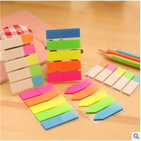 1 set Novelty Note Paper Sticky Adhesive Post Highlighter Index Tab Flags Neon Page Marker ...