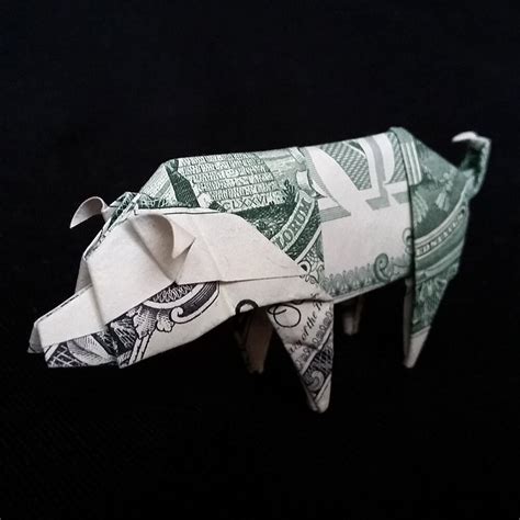 Dollar Origami PIG Sculpture Money Mini Hog Miniature Boar 3D | Etsy