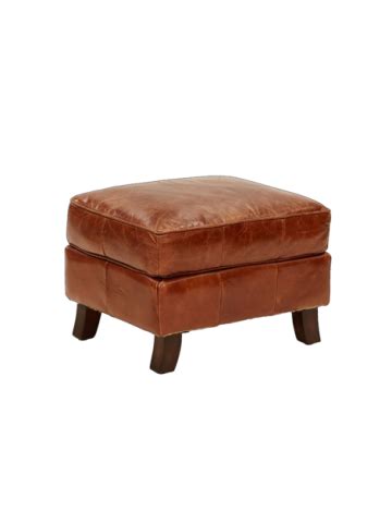 MEDIRERRANEAN AGED LEATHER OTTOMAN IN ORIGINAL AGED LEATHER