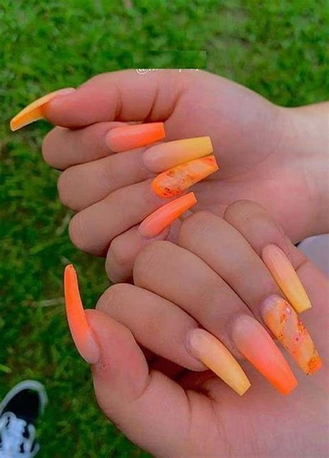 40+ Orange Nails And Orange Nail Designs | Orange Nail Art, Orange Acrylic Nails, Bright Summer ...