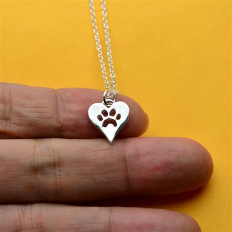 1pcs Gold Dog Paw Heart Necklace Dainty Pendant Puppy Paw Print Lover ...