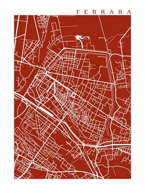 Ferrara Italy Map Print Map Print, Giclee Print, Graphic Art, Graphic Design, Italy Map, Ferrara ...