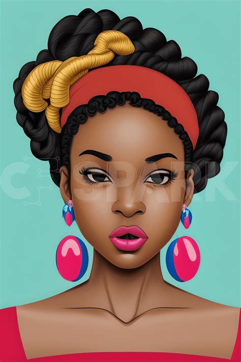Beautiful Medium Flawless Dark Skin Tone African American Girl Disney Princess Pop Art Style ...