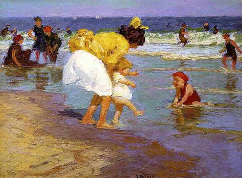 Edward Henry Potthast At the Seashore Painting | Best Paintings For Sale