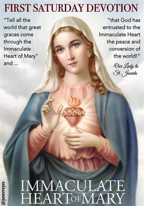 First Saturday devotion. | Blessed mother, Prayers to mary, Catholic prayers