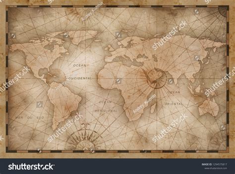 Vintage World Map Illustration Based On Stock Illustration 1294575817 | Shutterstock