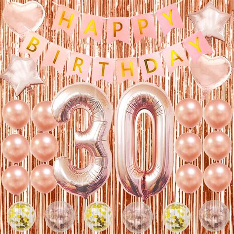 Happy 30th Birthday Decorations Rose Gold 30th Birthday Party Supplies 30th Number Balloons 40 ...