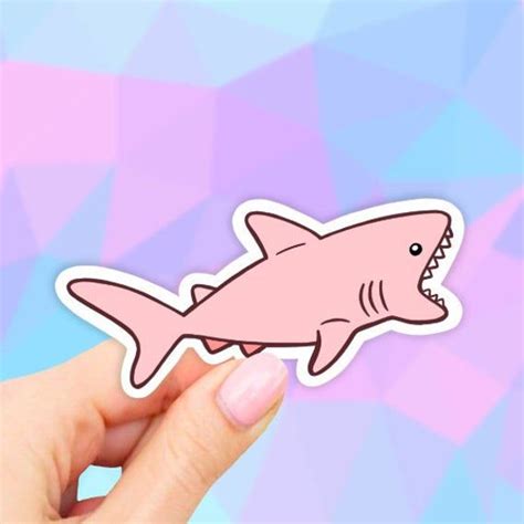 Pink Shark Sticker, Ocean Animal Stickers, Tumbler Pink Shark Decal ...