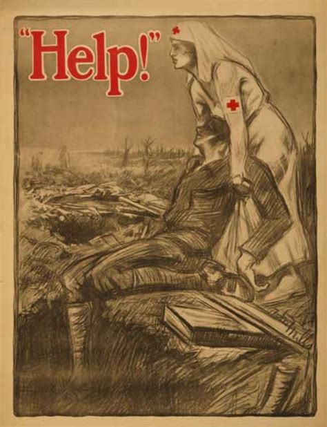 World War I Red Cross Vintage Poster Red Cross recruitment poster showing a Red Cross nurse ...