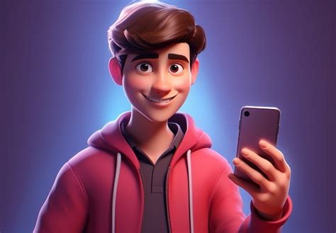 Free Photo | Young man cartoon character with phone